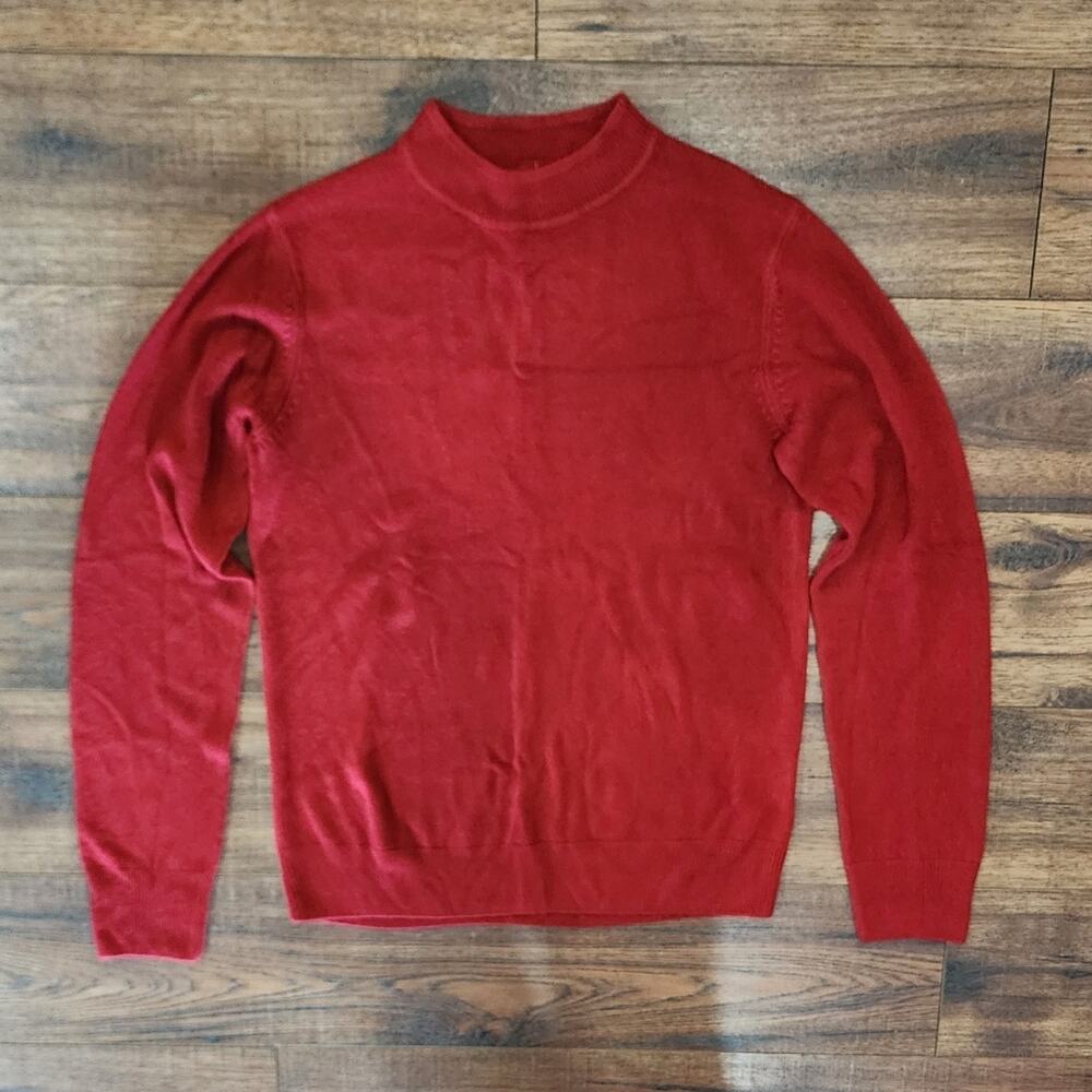 Sag Harbor Women's Vintage Mock Neck Red Long Sleeve Pullover Sweater Medium M